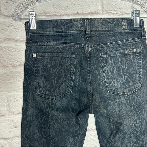 7 For All Man Kind Snake Print Skinny Jeans - Picture 6 of 13